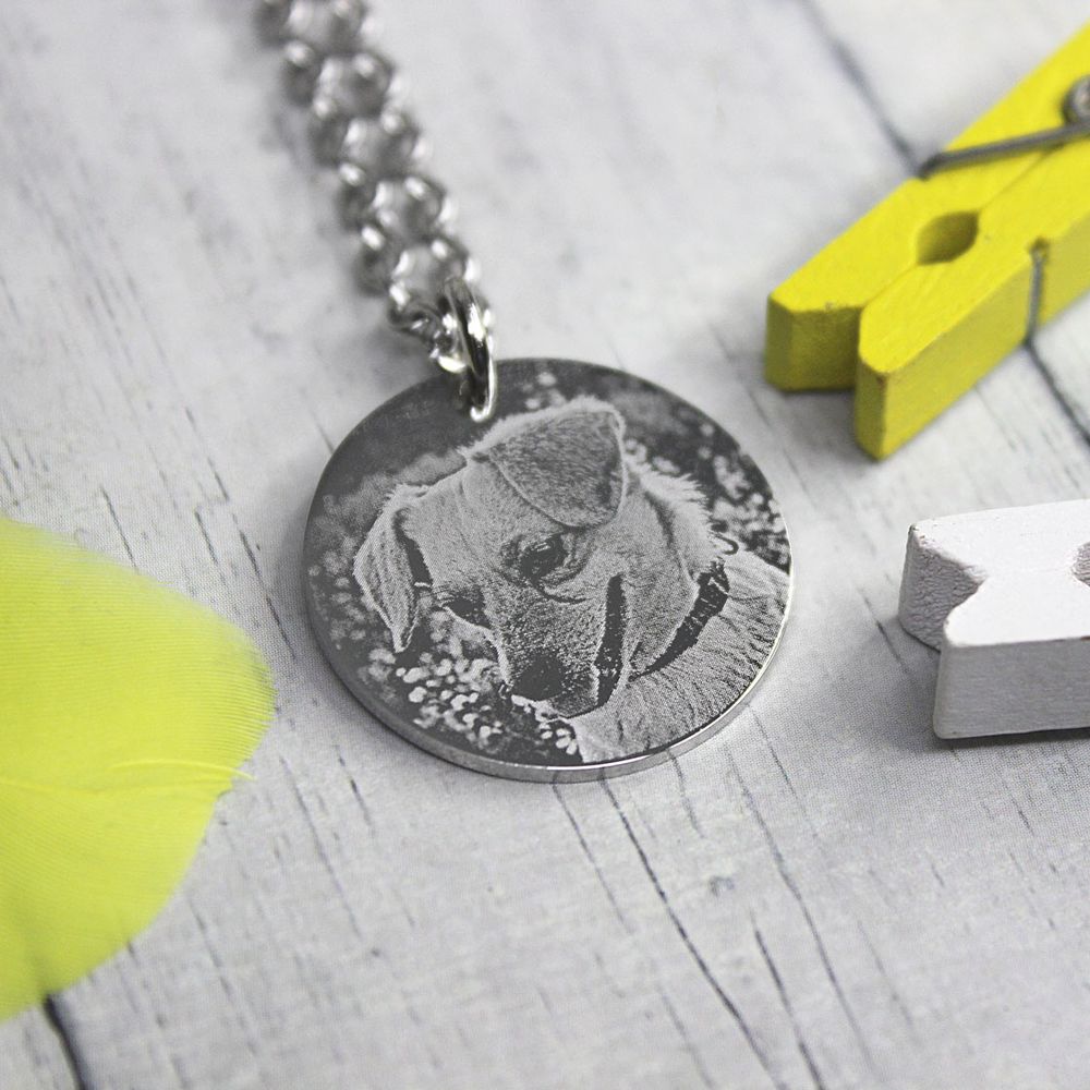 Кулон подвеска с гравировкой фото собаки на заказ
