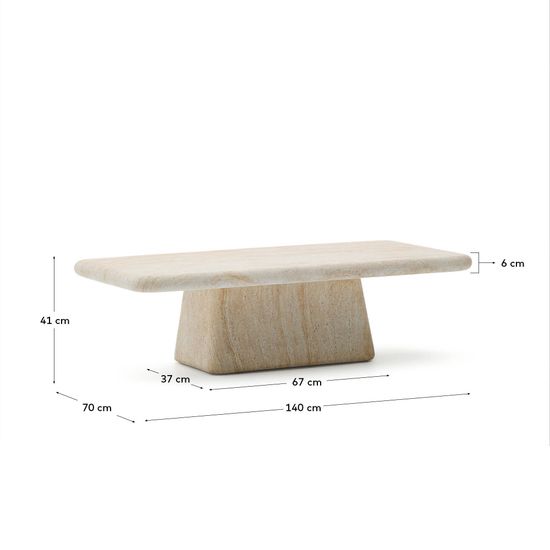 Журнальный столик Drasi из цемента с отделкой под травертин 140 x 70 см