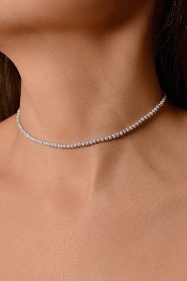 Серебряное колье-чокер "Bubble" с алмазной гранью