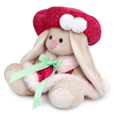 Зайка Ми в юбке и малиновом берете (малыш) 15см.