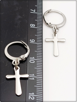 Серьги кольца "Кресты" для пирсинга ушей стальные.