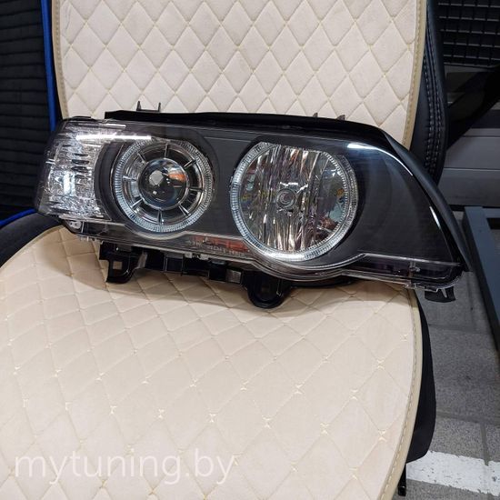 Передние фары angel eyes black H7 для BMW X5 E53