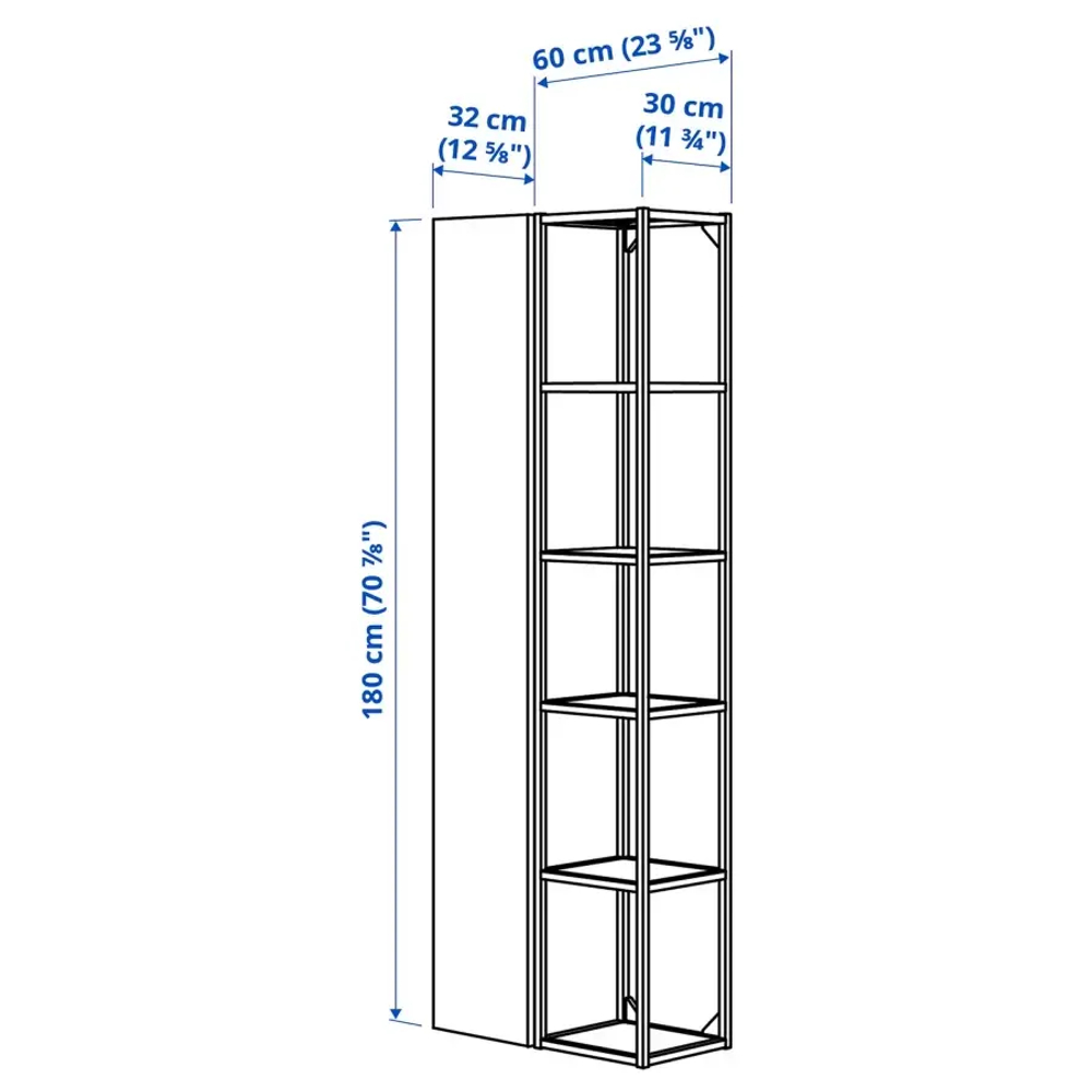Комбинация для ванной - IKEA ENHET, 60х32х180 см, белый/светло-зеленый, ЭНХЕТ ИКЕА