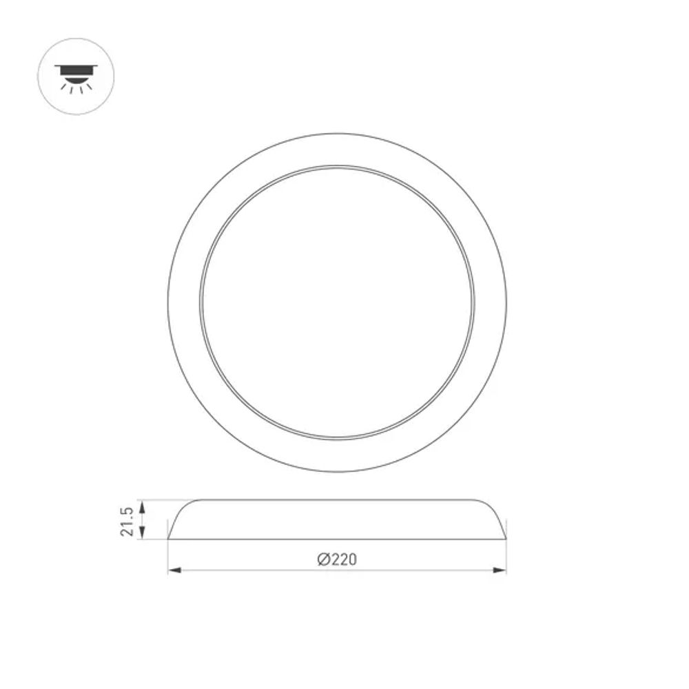 Светильник CL-FIOKK-R220-18W Day4000-MIX (WH, 120 deg, 230V) (Arlight, IP44 Пластик, 3 года) 033445