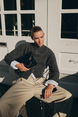 ZARA БРЮКИ WIDE LEG С ДВОЙНЫМ ПОЯСОМ, ПЕСОЧНЫЙ