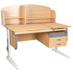 Растущая парта Дэми СУТ 25 с задней полкой СУТ.34.390 и навесной тумбой (1200×880 мм)