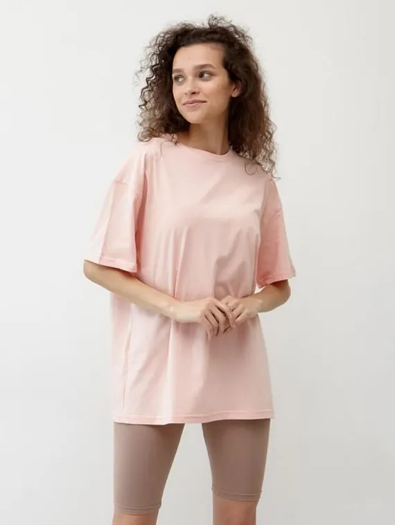 Футболка женская MINAKU: Оversize, цвет персиковый, р-р 54