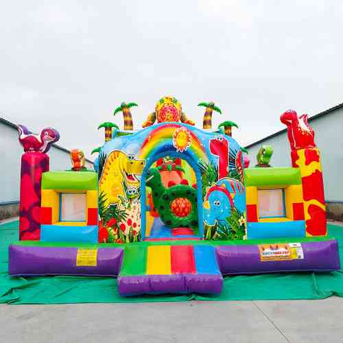 Коммерческий надувной батут «Хамелеон и динозавры Ультра 4» 12*6*6 м
