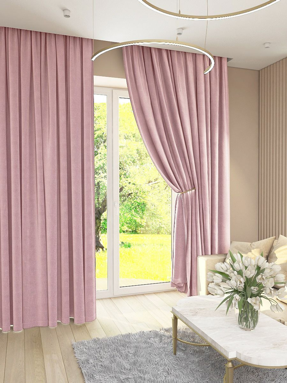 Комплект штор BlessLight Портьеры Канвас 320х280 1 шт. Розовая пудра