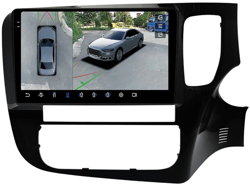 Магнитола Mitsubishi Outlander 3 2012-2021 (правый руль) - FarCar BX9-360-7263R9 монитор 9.5" 2K QLED на Android 13, 6Гб+128Гб, CarPlay, 4G SIM-слот, 4 камеры в комплекте