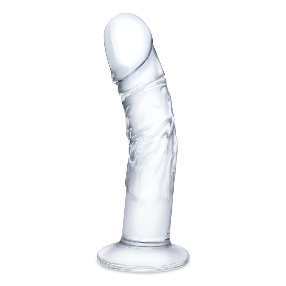 Стеклянный фаллоимитатор из стекла 7’’ Curved Realistic Glass Dildo With Veins - 15,9 см. (Цвет: прозрачный)