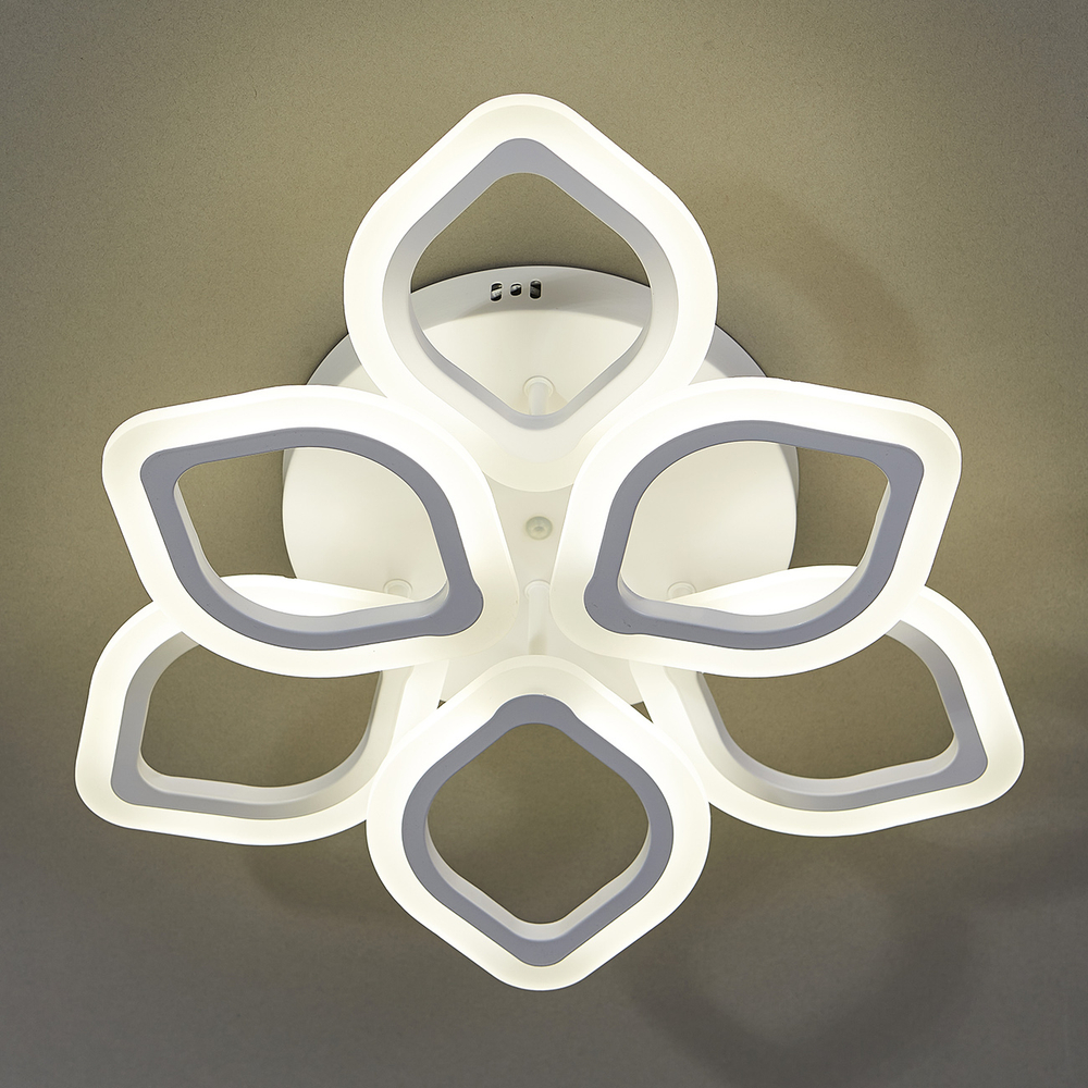 Светодиодный светильник 56Вт, 5220Лм, 3000К-6000К,Ra>80, ИК-пульт, плавная регулировка мощности, изменение цветовой температуры, ночник, металл/акрил, белый матовый