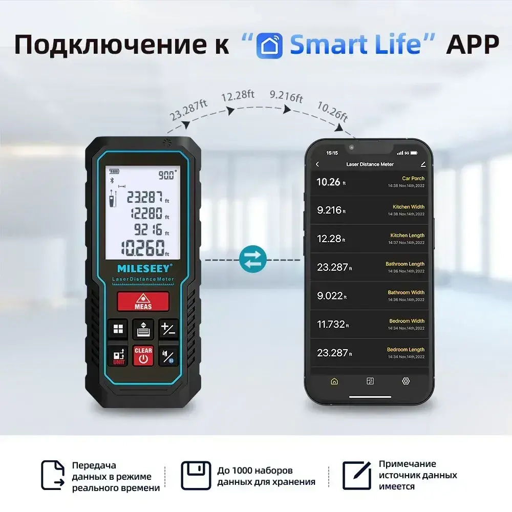 MILESEEY Дальномер 50 м ±2 мм