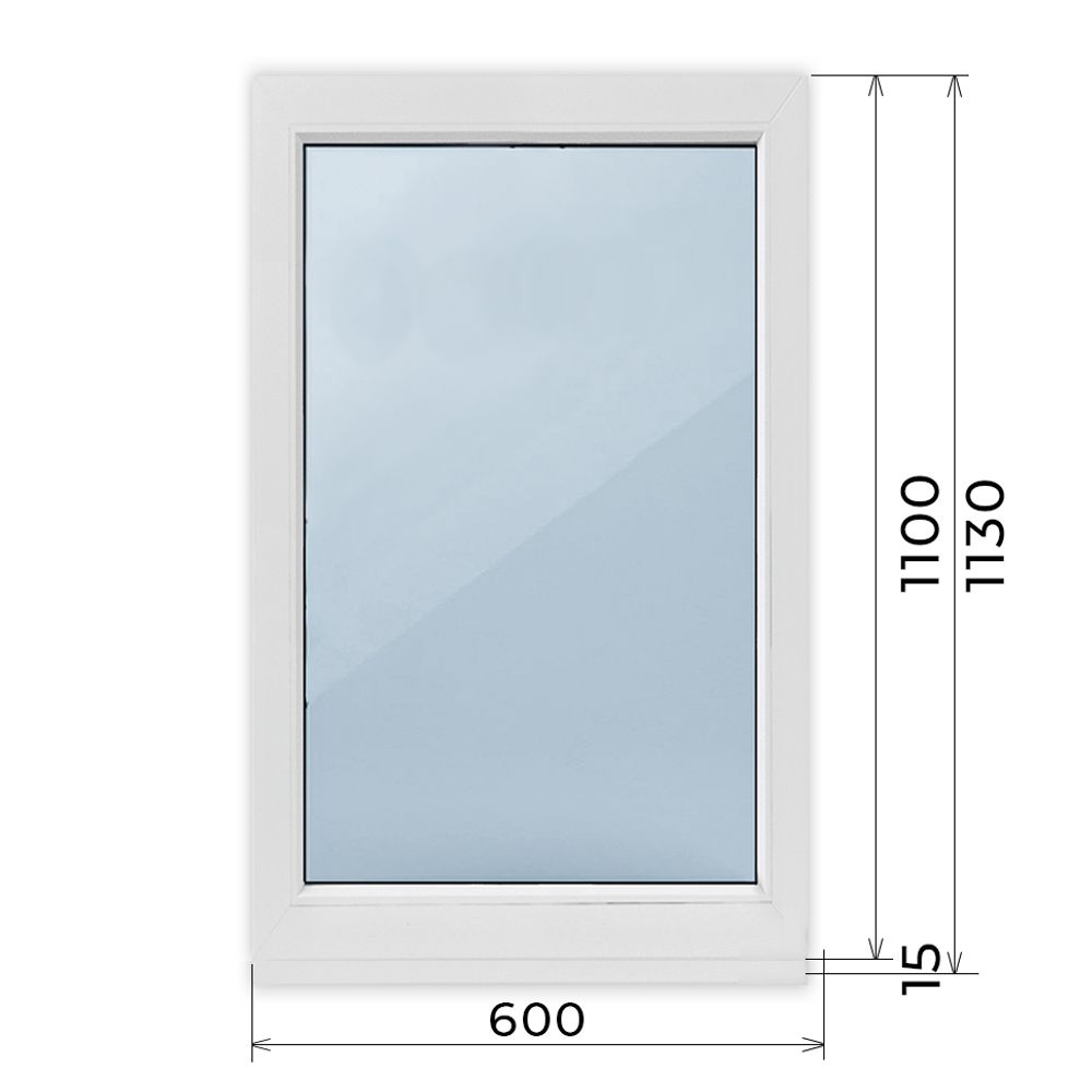 Пластиковое окно 1100 х 600 Термо Эко