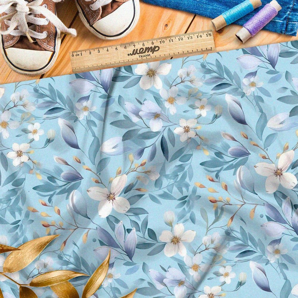Ткань премиум атлас цветочная мелодия