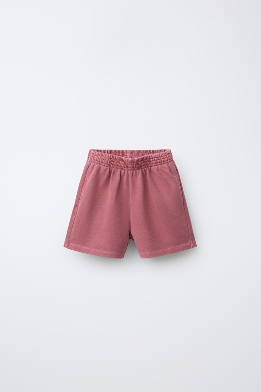 ZARA БАЗОВЫЕ ШОРТЫ ИЗ МЯГКОЙ ТКАНИ, ЯРКО-КРАСНЫЙ
