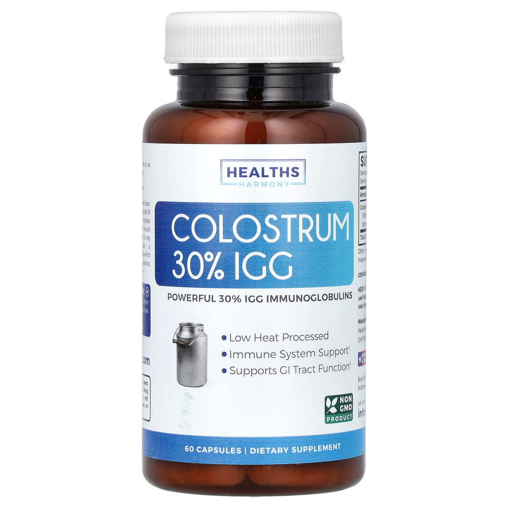 Healths Harmony, Молозиво 30% IGG, 60 капсул (500 мг на капсулу)