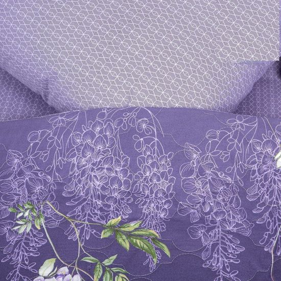 Двуспальный с европростынёй комплект постельного белья Глициния поплин Зима-Лето