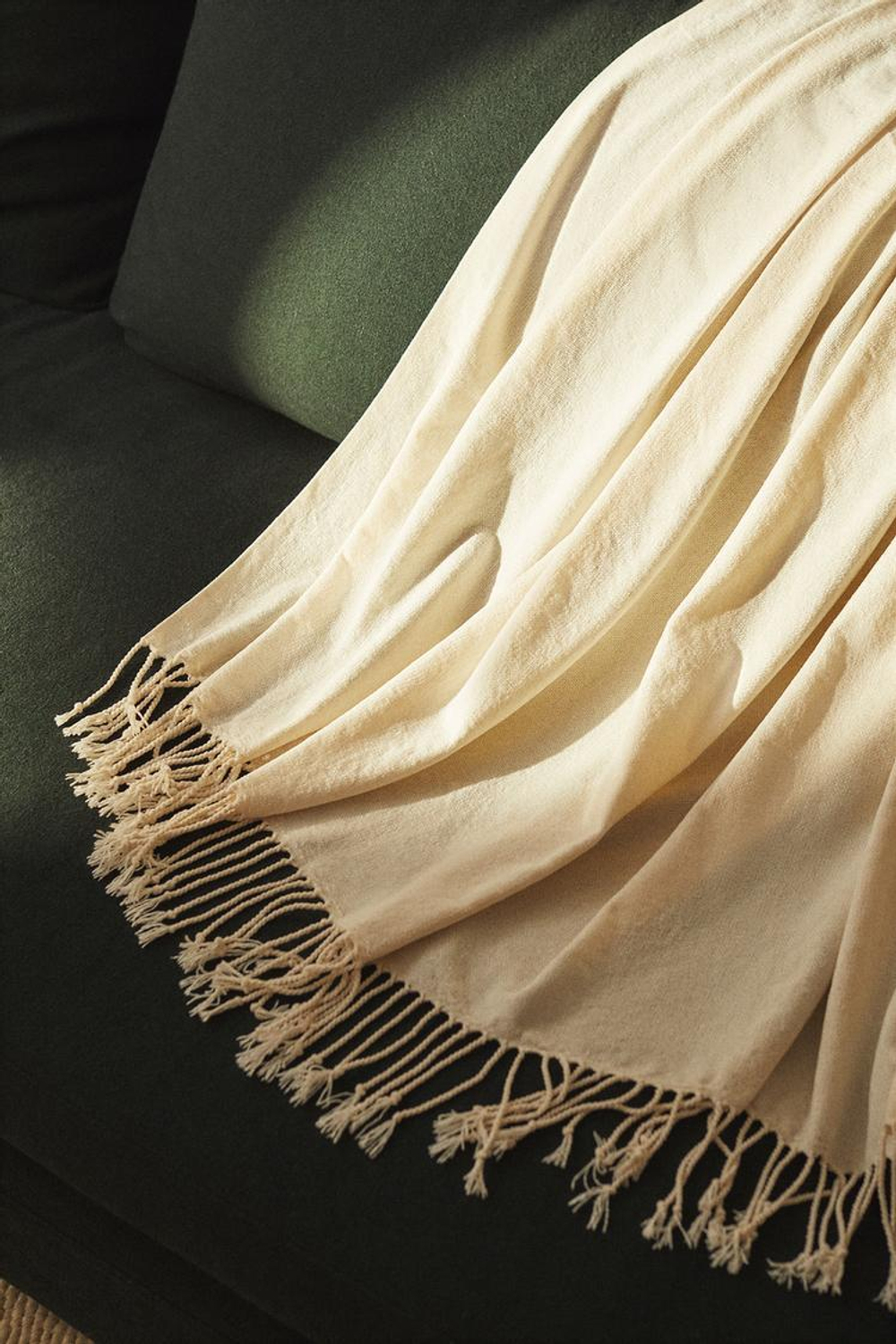 ZARA HOME ПЛЕД ИЗ СИНЕЛИ, ЭКРЮ