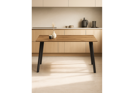 Стол деревянный Woodville Тринити Лофт 120 25 мм дуб делано темный, черный матовый, ножки черные