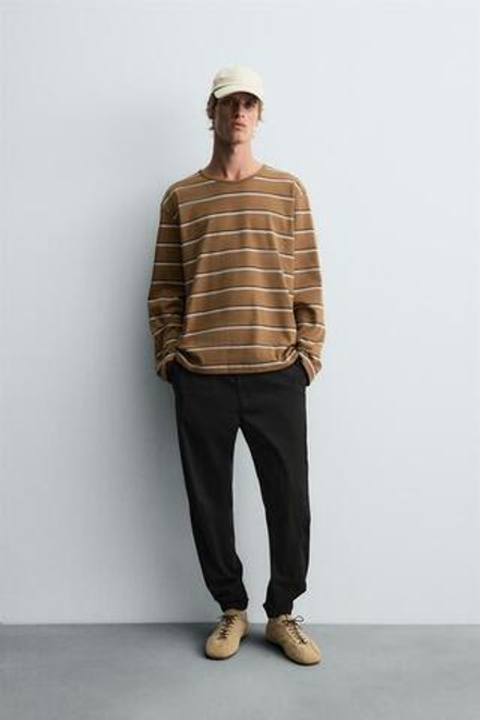 ZARA ЗАУЖЕННЫЕ БРЮКИ-ДЖОГГЕРЫ, ЧЕРНЫЙ