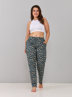 Брюки Б-18/индиго-цветыбежевые