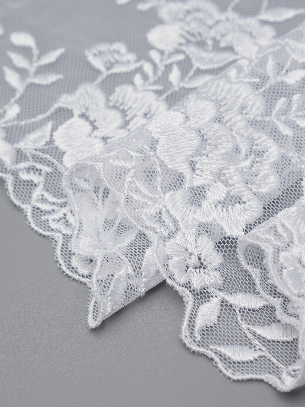 Вышивка на сетке кипельно-белая неэластичная ширина 24 см