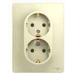 Schneider Electric Glossa Бежевый Розетка 2-местная с заземляющими контактами , в сборе с рамкой IP20 скрытая установка GSL000224