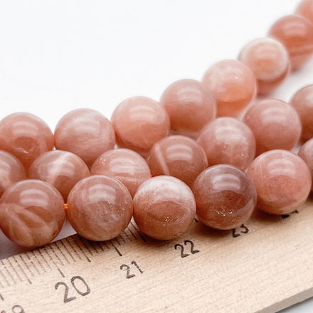 Солнечный камень бусины, диаметр 10,2-10,4 мм, цена за 9 шт (1/4 нити)