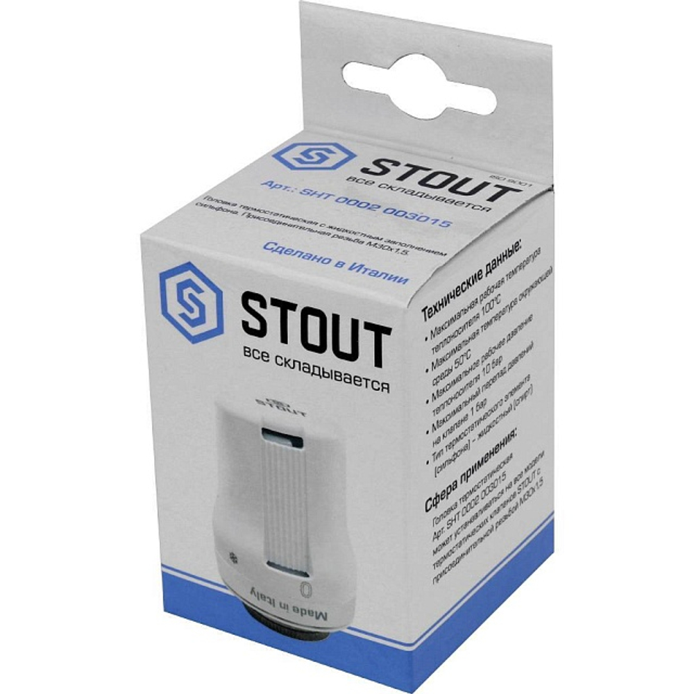 Головка термостатическая STOUT - M30x1.5 (регулировка 2-29°C, цвет белый)