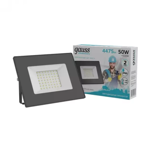 Прожектор Gauss LED Elementary 50W 4475 lm IP65 4000K черный  613100250