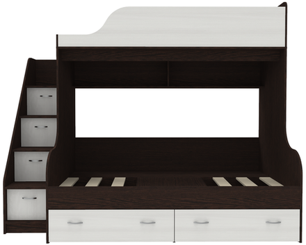 Двухъярусная кровать КарИВи Дуэт-15 с лестницей Комод КарИВиом Венге Белое Дерево