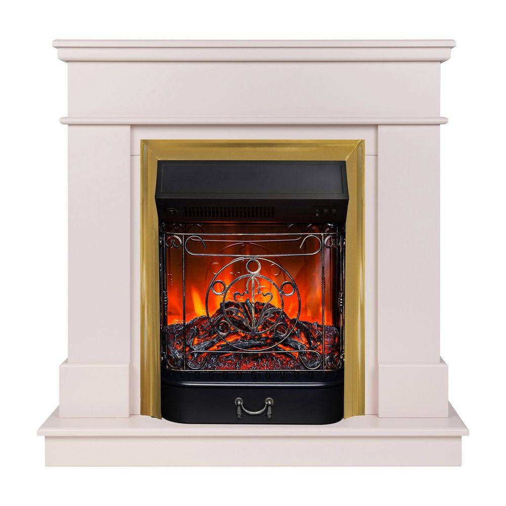 Электрокамин RealFlame Selena STD PN пудра с очагом Majestic Lux Brass