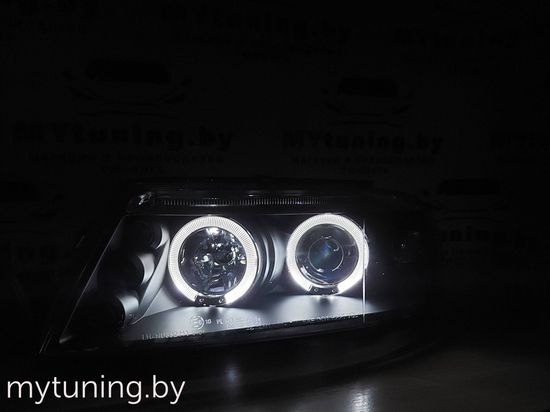 Передние фары angel eyes black для VW Passat B5 GP