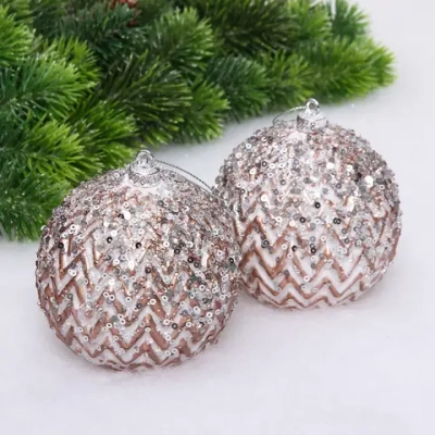 Новогодние шары VERSAILLES «Кассиопея» 10 см (набор 2 шт), Розовый