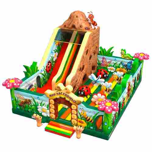 Коммерческий надувной батут «Мир насекомых», 12×9×7,6 м, с горкой