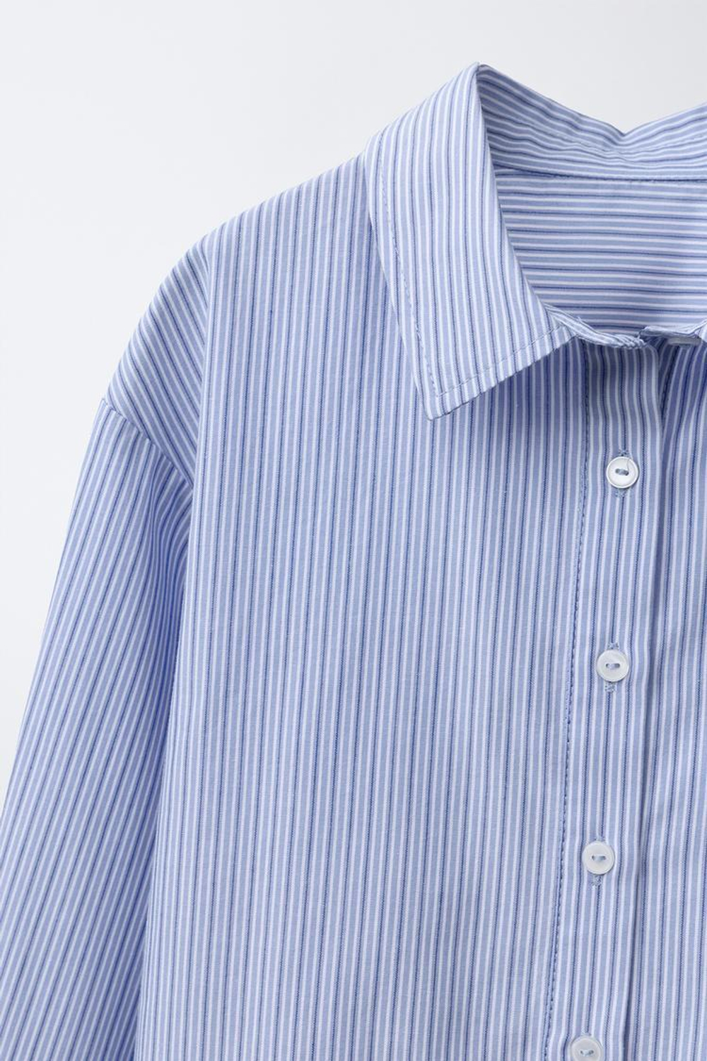 ZARA РУБАШКА В ПОЛОСКУ С ОБОРКАМИ, СИНИЙ/БЕЛЫЙ