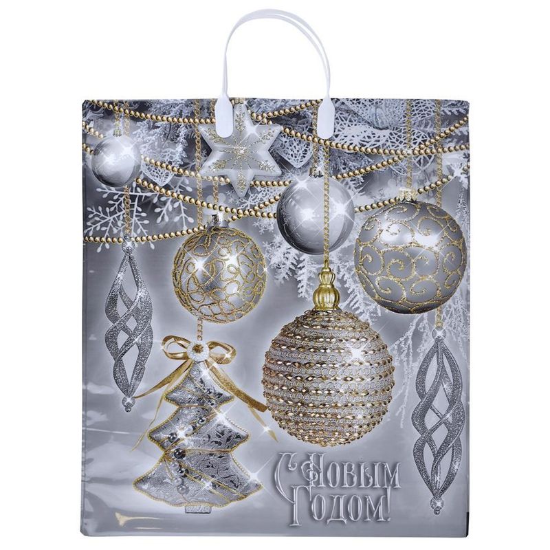 Пакет новогодний пластиковая ручка Россия 40*44 см 100 мкм Блики 1 шт 100  шт/кор