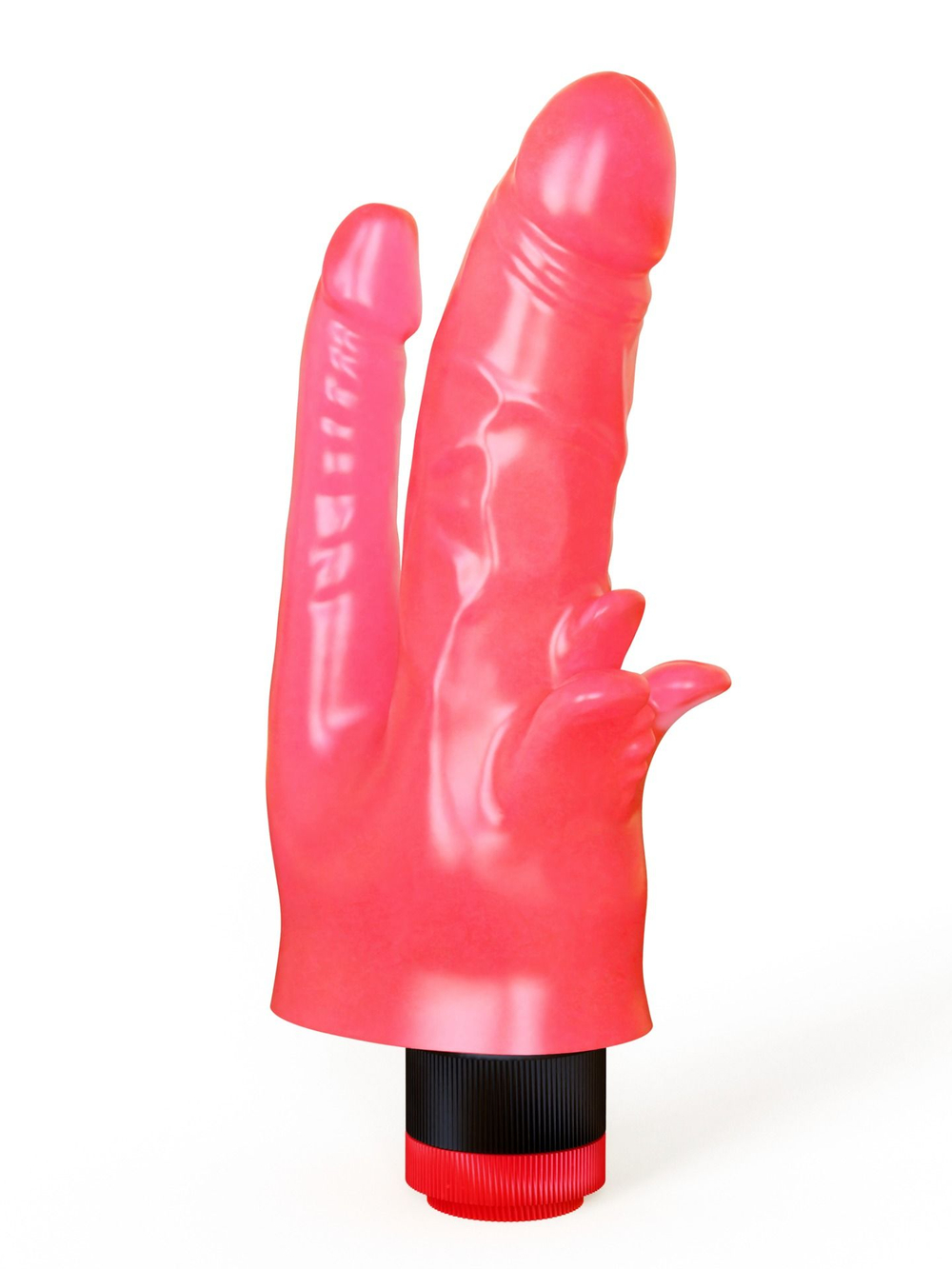 Двойной анально-вагинальный вибромассажёр с лепестками - 17 см. (Цвет: розовый)