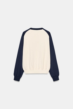 ZARA ТОЛСТОВКА В СТИЛЕ ПРЕППИ, МОРСКОЙ СИНИЙ