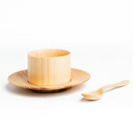 Деревянный набор чайная пара и ложка из сибирского кедра. NC19