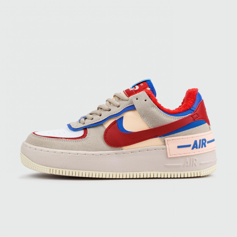 кроссовки Nike Air Force 1 Shadow Beige / Red / Blue Winter