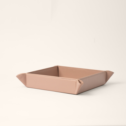 Мелочница из плетеной кожи розовый