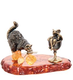 Народные промыслы AM- 512 Фигурка «Поздравляю» (латунь, янтарь)