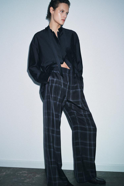 ZARA РУБАШКА С КАРМАНАМИ И ЗАВЯЗКАМИ — ZW COLLECTION, МОРСКОЙ СИНИЙ