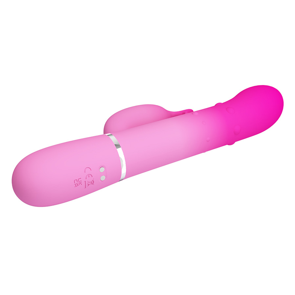 Розовый вибратор-кролик 22,6см с вращением и массажем бусин Pretty Love Rabbit Vibrator Shima Pink BW-500051-4