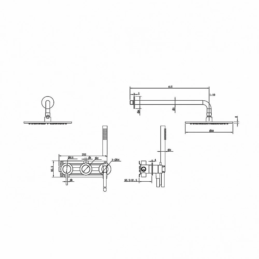 Душевая система Abber Wasser Kreis 316 AF8118BG брашированное золото