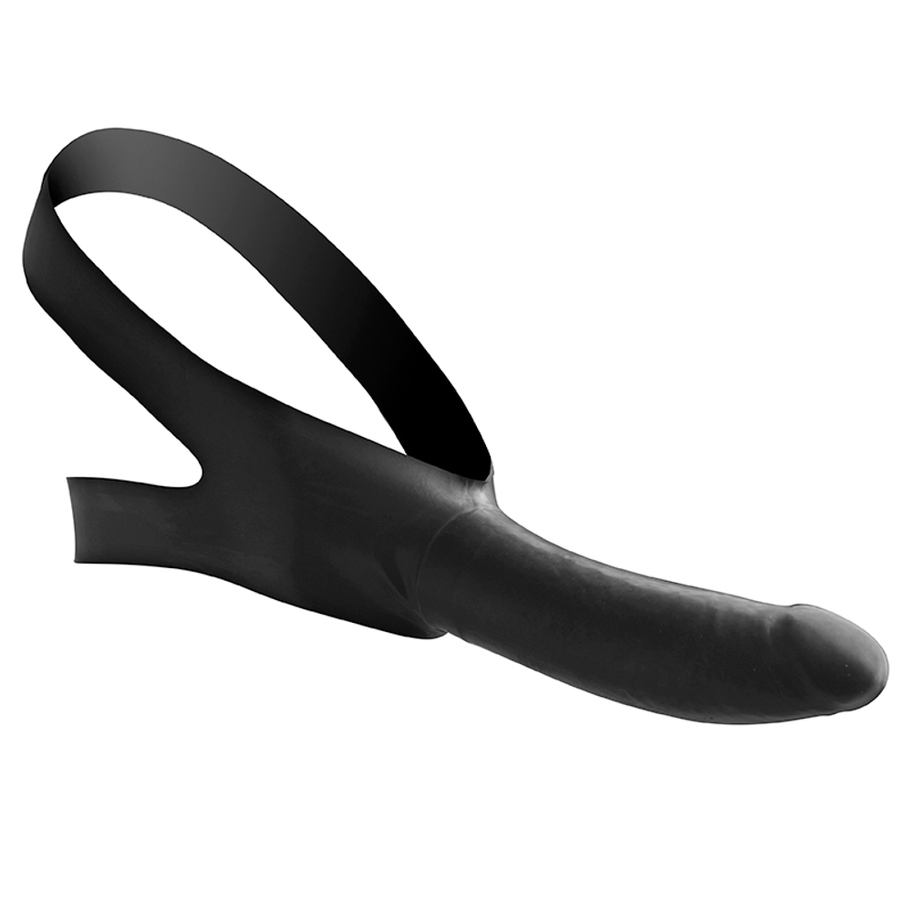 Черный кляп-страпон Masters Mini Face Fuck Strap-On - 14 см. (Цвет: черный)