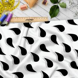 Ткань премиум дюспо черные капли на белом