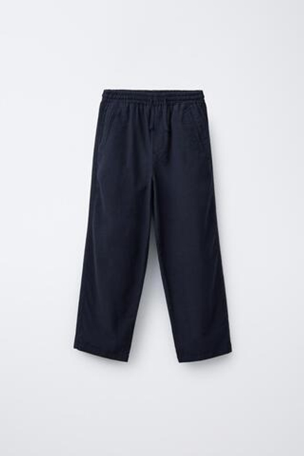 ZARA БРЮКИ ПРЯМОГО КРОЯ ИЗ СТРУЯЩЕЙСЯ ТКАНИ, ИНДИГО